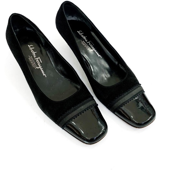 Salvatore Ferragamo Shoes - Salvatore Ferragamo Suede Square Toe Heel